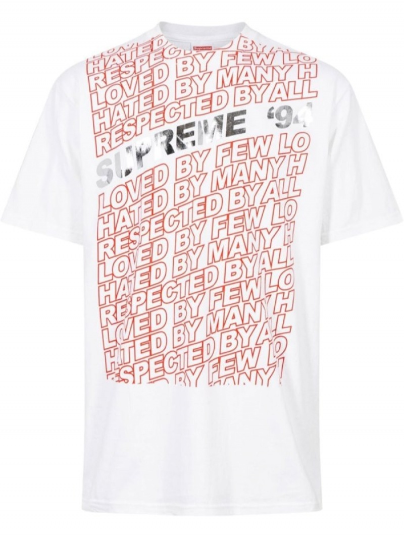 Camisetas Supreme Respected Slogan-print Hombre Blancas Colombia | N8I-79636