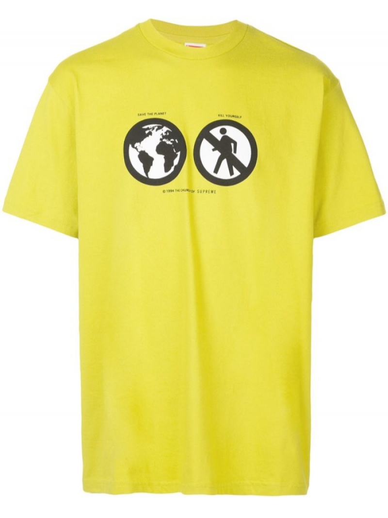 Camisetas Supreme Save The Planet Estampadas-print Hombre Amarillo Colombia | Q0R-94804