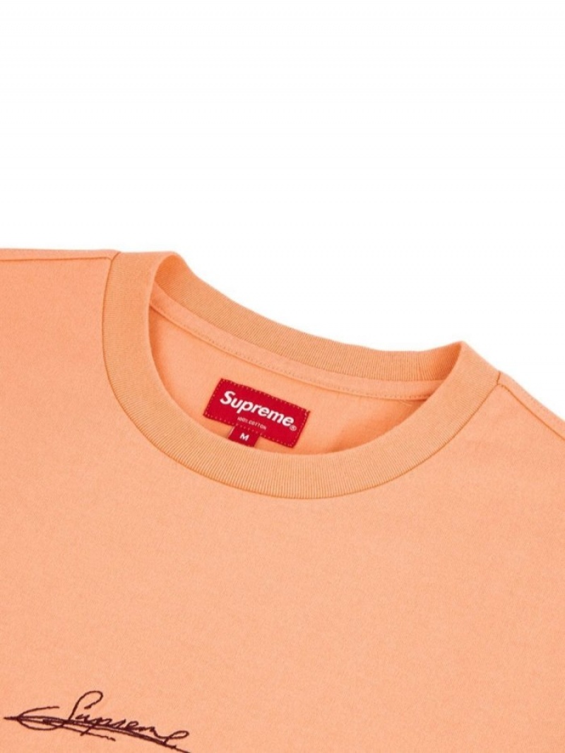 Camisetas Supreme Signature Print Hombre Peach  Colombia | U0W-83841