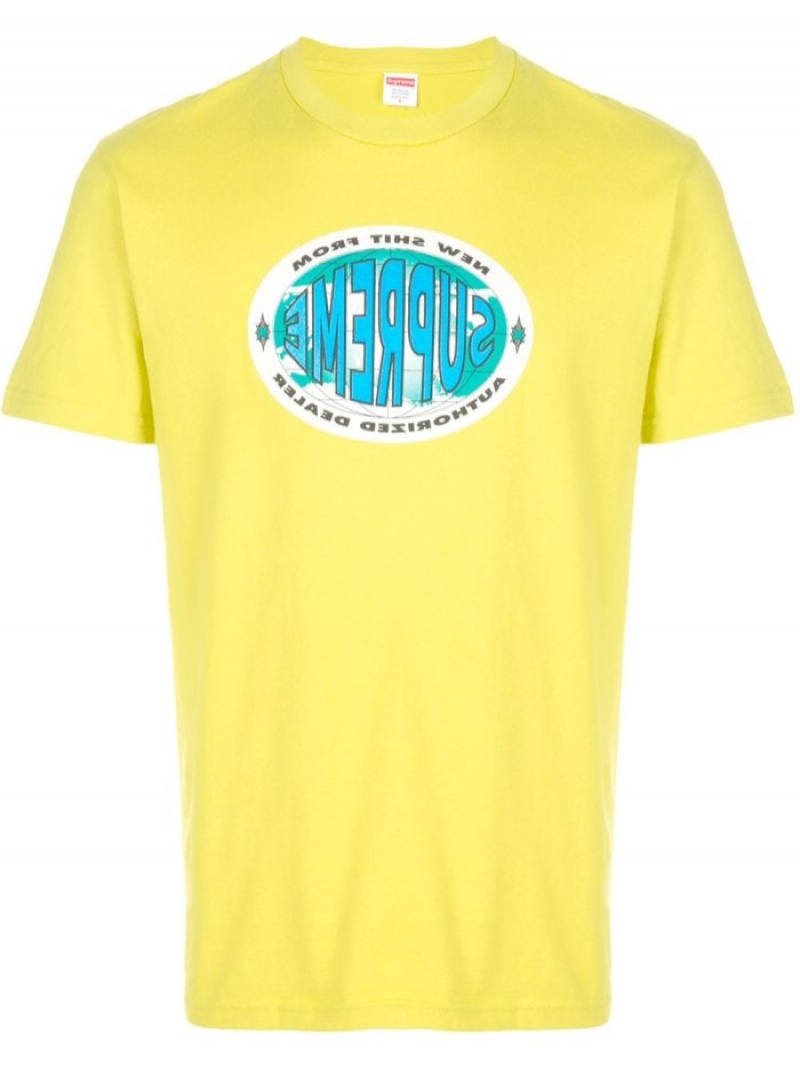 Camisetas Supreme Slogan-print Algodon Hombre Amarillo Colombia | N5Y-51701