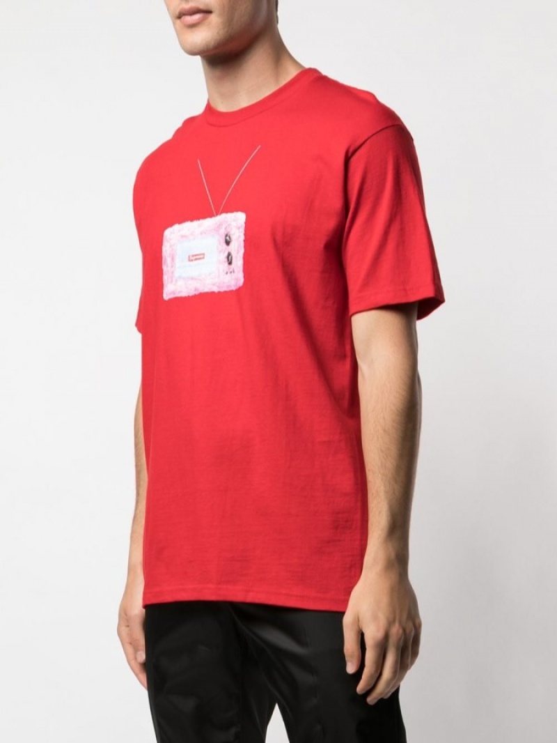 Camisetas Supreme Tv Crew Neck Hombre Rojas Colombia | Z9F-42795