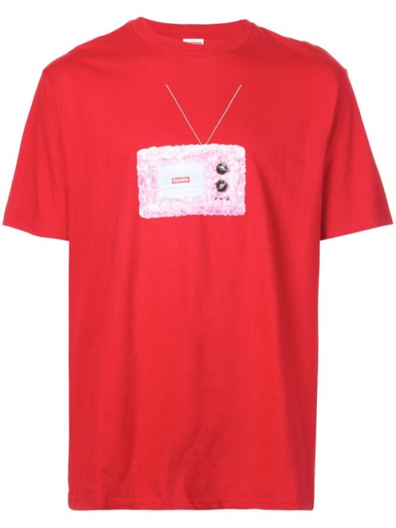 Camisetas Supreme Tv Crew Neck Hombre Rojas Colombia | Z9F-42795