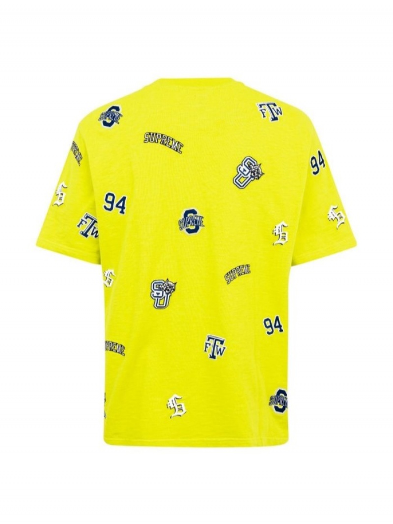 Camisetas Supreme University Corta-sleeve Hombre Amarillo Colombia | K5J-50754