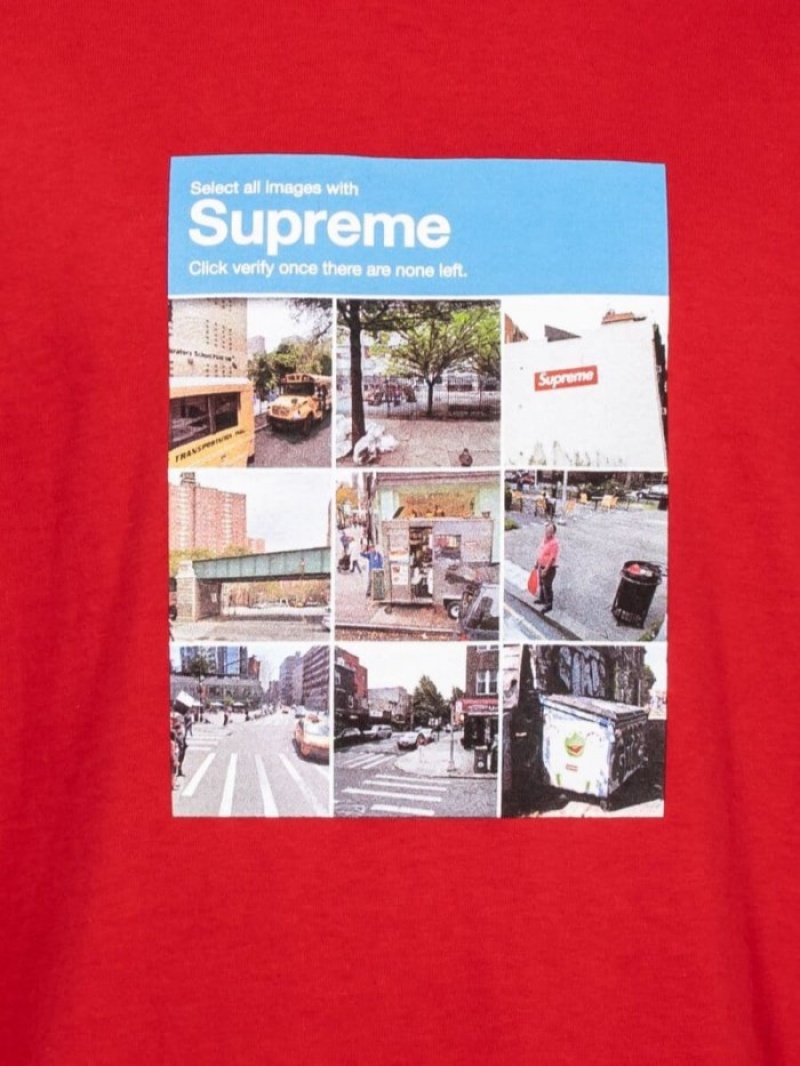 Camisetas Supreme Verify Photograph-print Algodon Hombre Scarlet Colombia | E0V-53667