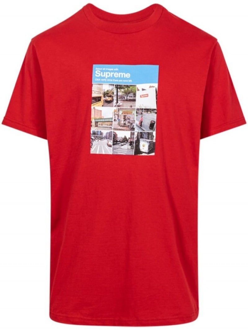 Camisetas Supreme Verify Photograph-print Algodon Hombre Scarlet Colombia | E0V-53667