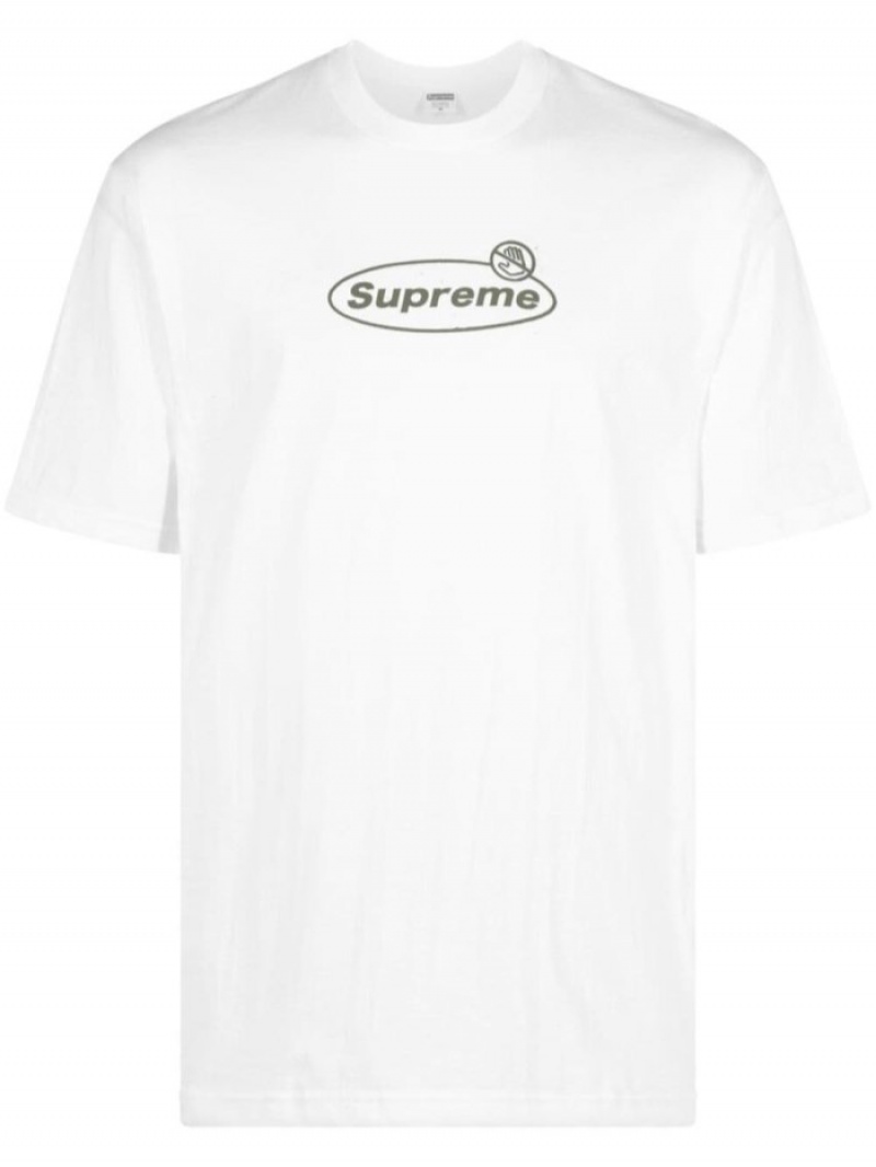 Camisetas Supreme Warning Logo-print Algodon Hombre Blancas Gris Colombia | Y2R-39364