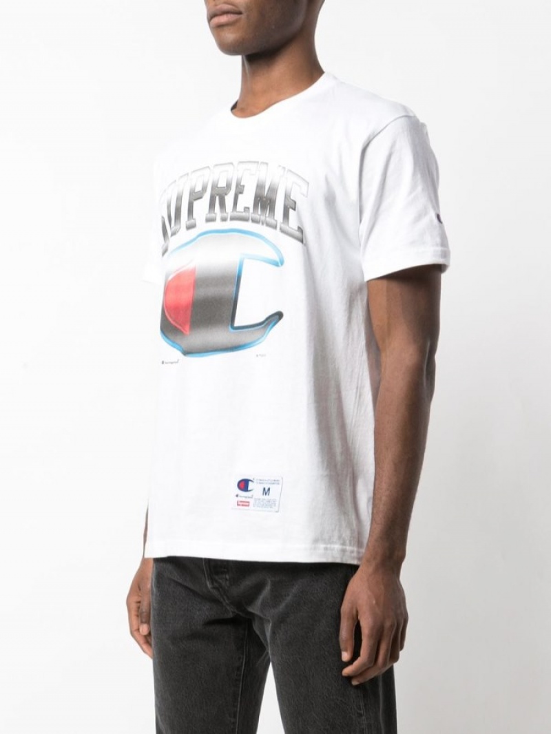 Camisetas Supreme X Champion Chrome Crew-neck Hombre Blancas Colombia | Z3V-45951