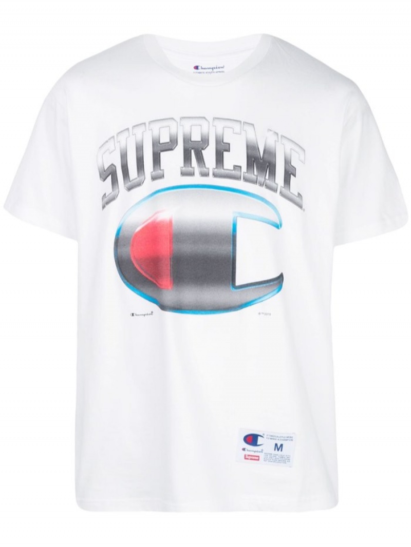 Camisetas Supreme X Champion Chrome Crew-neck Hombre Blancas Colombia | Z3V-45951