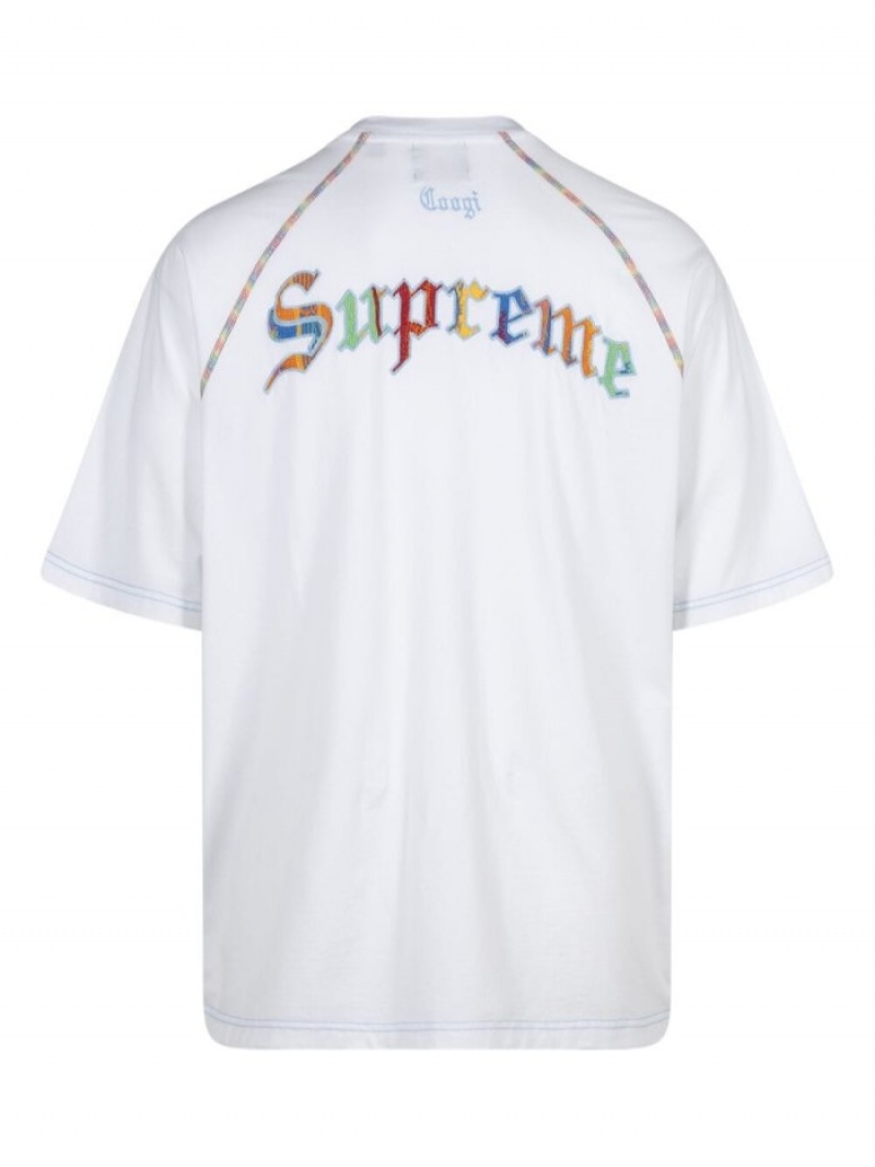 Camisetas Supreme X Coogi Embroidered-motif Algodon Hombre Blancas Colombia | J2C-55023