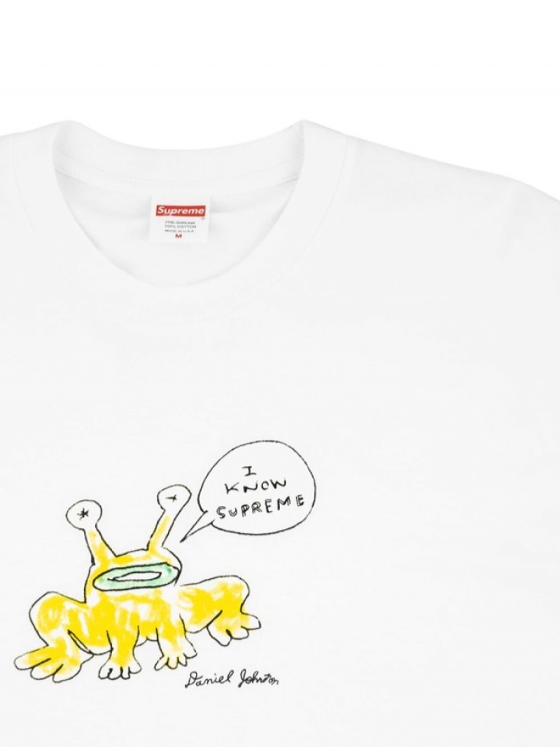 Camisetas Supreme X Daniel Johnston Frog-print Hombre Blancas Colombia | G4Q-50581