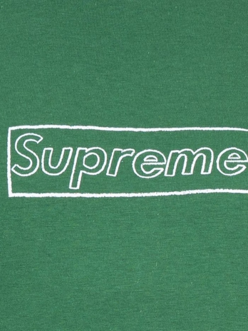 Camisetas Supreme X Kaws Chalk Logo Crew Neck Hombre Verde Colombia | C3K-06055