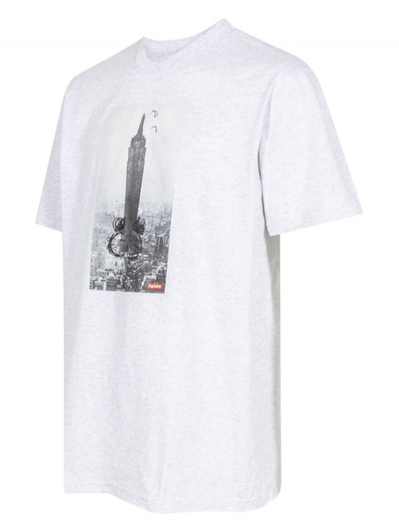 Camisetas Supreme X Mike Kelley Empire State Build Hombre Gris Claro Colombia | E5X-42430