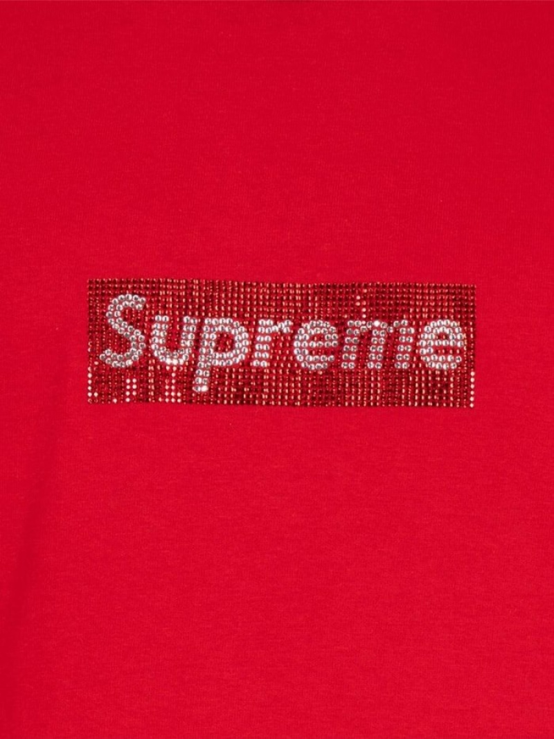 Camisetas Supreme X Swarovski Box Logo Hombre Rojas Colombia | W1Y-90745