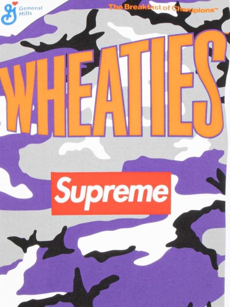 Camisetas Supreme X Wheaties Box Logo Crew Neck Hombre Blancas Colombia | Y6W-36567