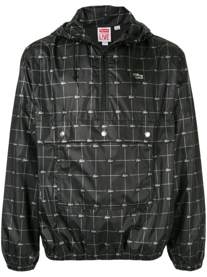 Cortavientos Supreme X Lacoste Reflective Grid Nylon Jacket Hombre Negras Colombia | X2D-47724